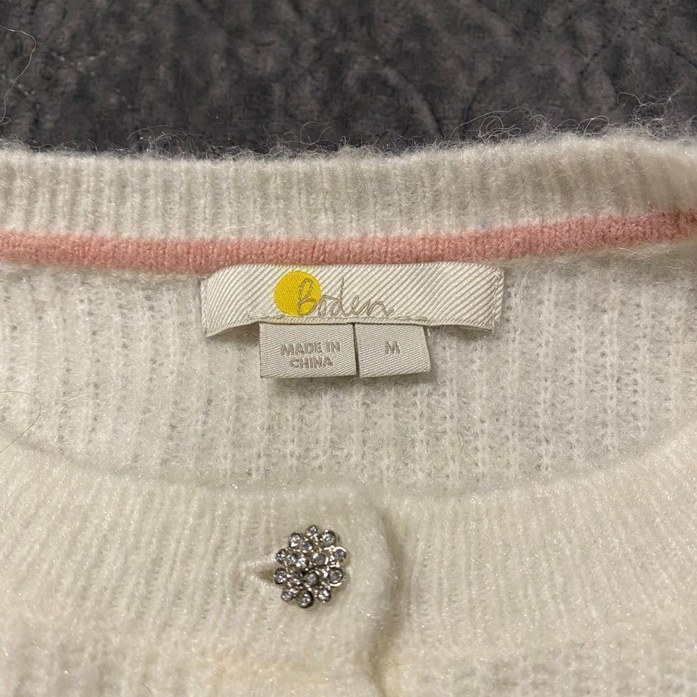 Boden Jewel Button Fluffy Cardigan Sweater Size Medium - Picture 5 of 6